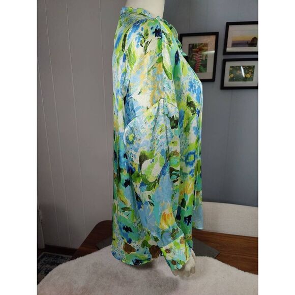 Zara Polyester Silky Long Sleeve Floral Blouse, NWOT - Picture 2 of 5